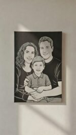 Portret Personalizat Alb-Negru cu Sclipici - imagine 3